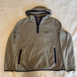 L.L. Bean Gray Button Fleece w/ Hood